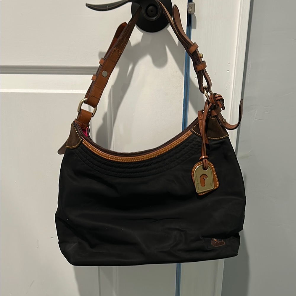 Dooney & Bourke Black Shoulder Bag with Leather Strap
